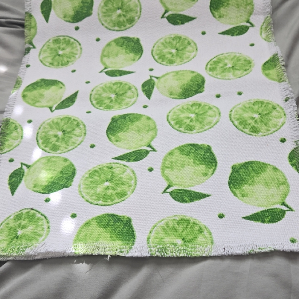 Lime Pattern Cotton Kitchen Towel - Green